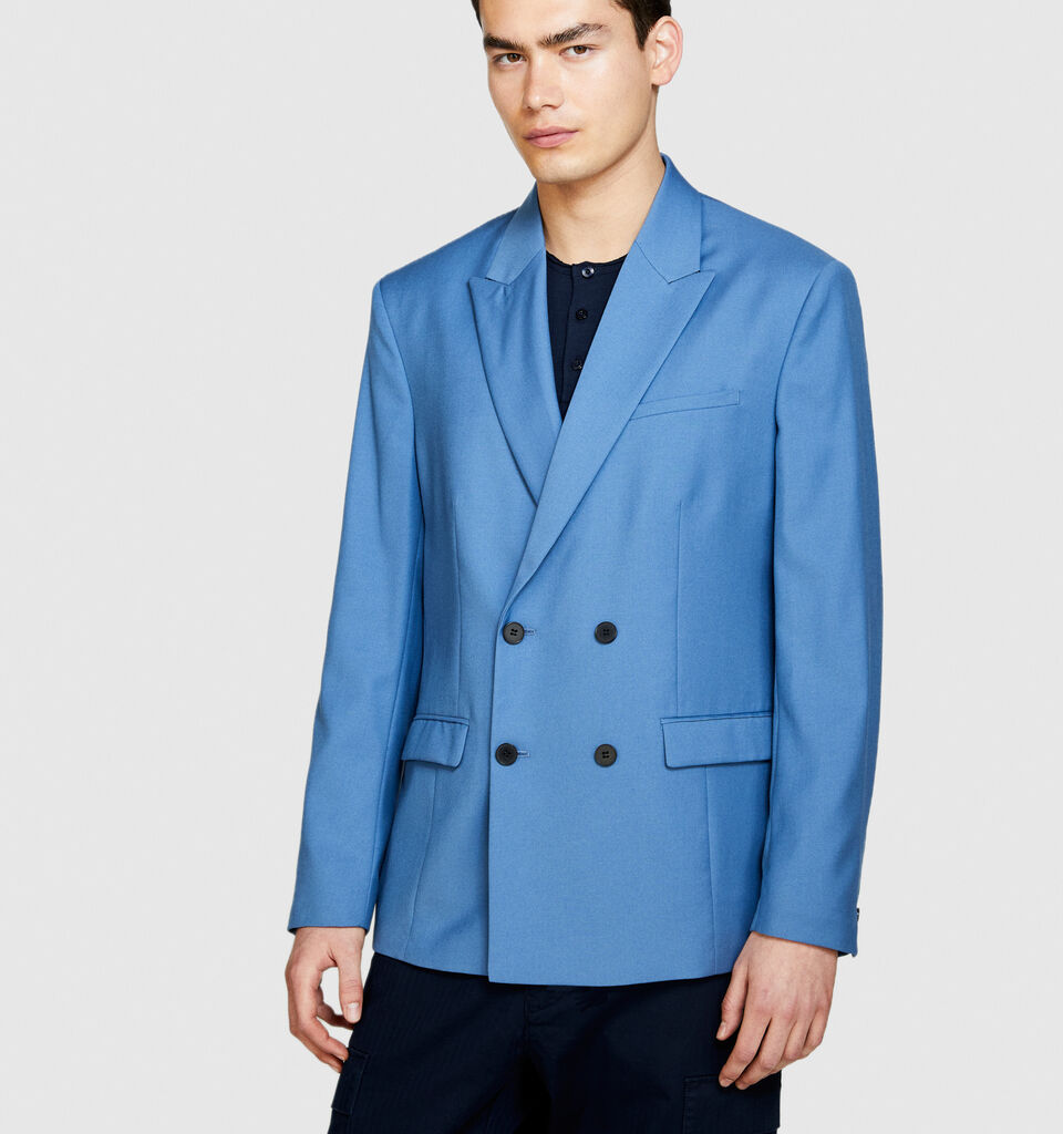 Slim comfort fit double-breasted blazer - men's blazers - Blue | Sisley image number 4